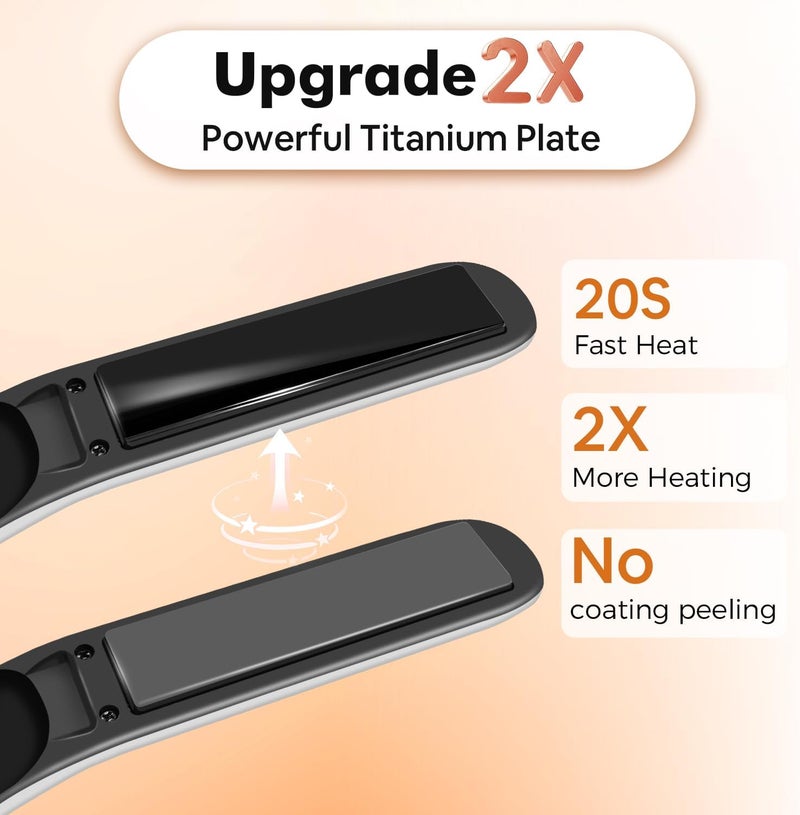 SUNMAY Cordless Hair Straightener, 2-in-1 Titanium Flat Iron Curler with Negative Ion, Dual NTC Temperature Control, 20s Fast Heat-Up, 3 Heat Settings, USB Rechargeable Portable Travel Straightener - Image 4